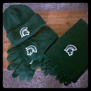 Michigan State Hat, Gloves, and Scarf
